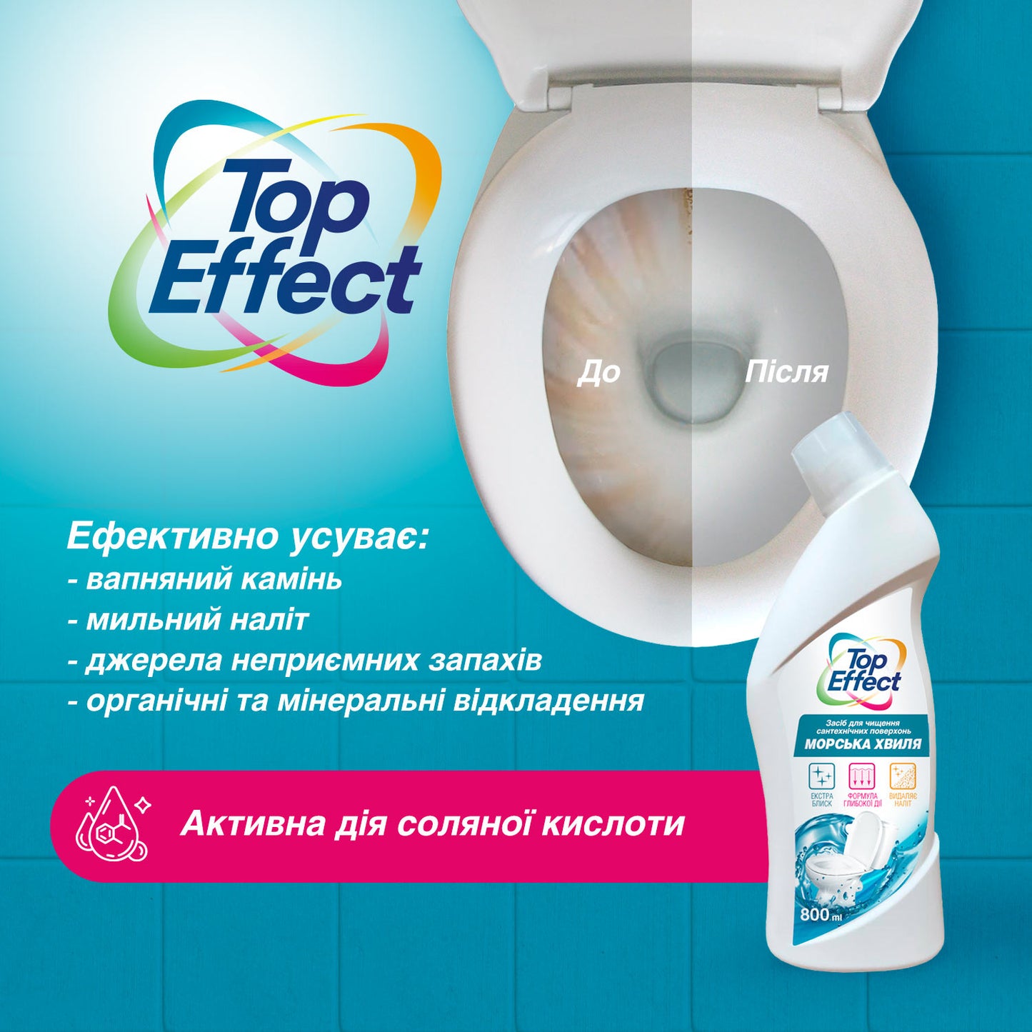 Засіб для чищення сантехнічних поверхонь "Морська хвиля" 800 мл